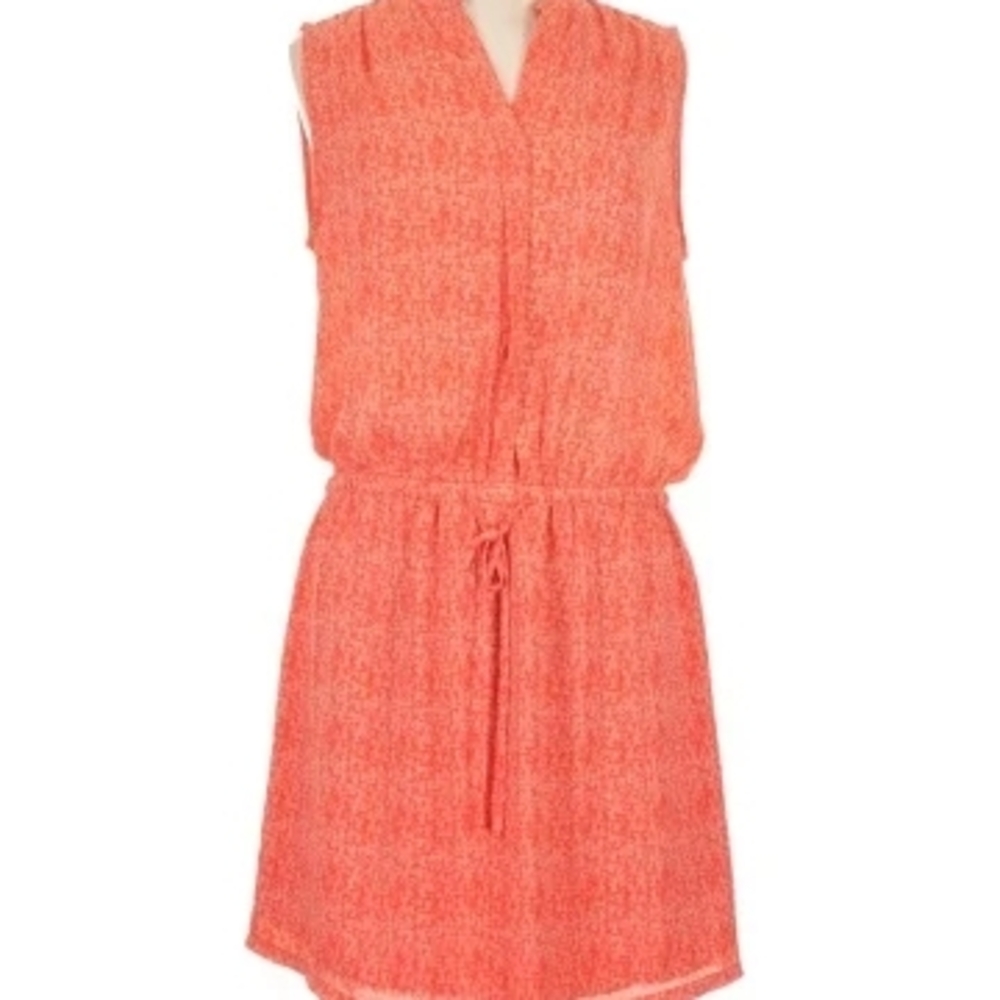 Hilary Radley Coral Sleeveless Drawstring Mini Dress